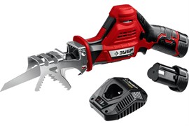 Пила сабельная аккумуляторная ЗУБР СПЛ-125-22, 12В, рез: 80мм-дерево, 7мм-сталь, ход штока 20мм, 2 АКБ 92122