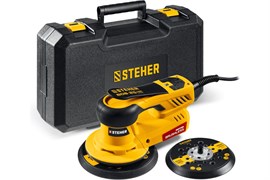 Машина орбитально-шлифовальная STEHER BOS-25 Duo, 125/150мм, 2.5мм, 350Вт, бесщеточная, в кейсе 92108