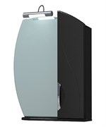 Шкаф-зеркало для ванной комнаты Гротеск 60С, черный глянец, с подсветкой