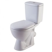 Унитаз-компакт Rosa ЛИРА, нижняя подводка, косой выпуск, сиденье полипропилен, белый 39398
