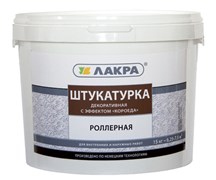 Штукатурка декоративная роллерная ЛАКРА с эффектом Короеда, акриловая вододисперсионная, белая, 15кг Штукатурка декоративная роллерная ЛАКРА с эффектом Короеда, акриловая вододисперсионная, белая, 15кг