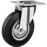Колесо поворотное ЗУБР Профессионал, диаметр 125 мм, грузоподъемность 100кг, резина/металл, игольчатый подшипник