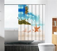 Шторка для ванной комнаты тканевая Морская звезда MZ-105, 180x180см, водонепроницаемая