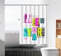 Шторка для ванной комнаты тканевая Нью-Йорк MZ-107, 180x180см, водонепроницаемая