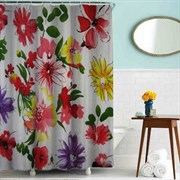 Шторка для ванной комнаты тканевая Яркие цветы MZ-81, 180x180см, водонепроницаемая