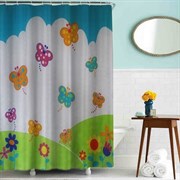Шторка для ванной комнаты тканевая Бабочки MZ-85, 180x180см, водонепроницаемая 52196 Шторка для ванной комнаты тканевая Бабочки MZ-85, 180x180см, водонепроницаемая 52196