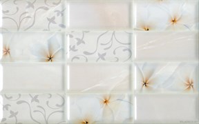Плитка настенная керамическая облицовочная Мартиника 126441, 25x40мм, глянцевая, розовая с рисунком кирпичики цветы