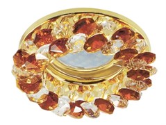 Светильный встраиваемый Ecola CD4141 MR16 GU5.3, 50x90мм, круглый с хрусталиками, прозрачный и янтарь, золото, FA1618EFY