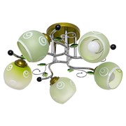 Люстра подвесная 5-рожковая 1180LM/5GR CR GR, диаметр 520мм, зеленый/хром, зеленый/белый