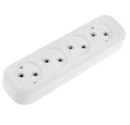 Колодка розеточная для удлинителя Smartbuy SBE-10-4-00-N, четырехместная, 10А, 250В, корпус АБС-пластик, без заземления, белая 54465