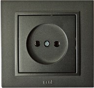 Розетка одноместная СП Zena Led 500-011100-215, 16А, IP20, без заземления, скрытой проводки, дымчатый