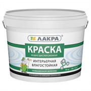 Краска вододисперсионная интерьерная Лакра, для стен и потолков, влагостойкая, 14кг, белая Краска вододисперсионная интерьерная Лакра, для стен и потолков, влагостойкая, 14кг, белая