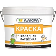 Краска вододисперсионная латекcная фасадная Лакра, 6.5кг, белая 3980