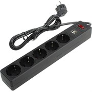 Сетевой фильтр Smartbuy SBSP-18U-K/4, с USB, ПВС 3х0.75мм2, 5 розеток, 1.8м, 10A, с заземлением, с выключателем и шторками, черный