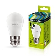 Лампа светодиодная Ergolux LED-G45-11W-E27-4K, 11Вт, 180-240В, шар, Е27