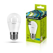 Лампа светодиодная Ergolux LED-G45-9W-E27-4K, 9Вт, 180-240В, шар, Е27
