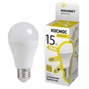 Лампа светодиодная Smart КОСМОС LksmLEDSD15 LED, A60, 3000К, 15Вт 220В,грушевидная, E27 , 3 уровня яркости
