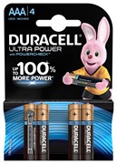 Батарейка Duracell Ultra Power LR03-4BL BP4, Б0038762, алкалиновая/щелочная, мизинчиковая, блистер 4шт.