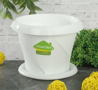 Кашпо для цветов Флориана, 1.4л, диаметр 170мм, с поддоном, пластиковое, белое