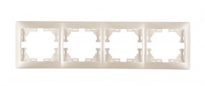 Рамка четырехместная Мира 701-3000-149, горизонтальная, жемчужно-белый перламутр