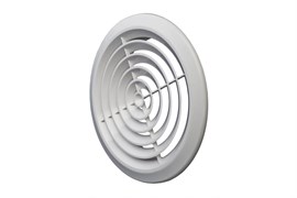 Решетка вентиляционная EVENT ПКР195, диаметр 195мм, круглая, без фланца, пластиковая, белая, наклонные жалюзи