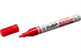 Маркер-краска Зубр МК-750, 2-4мм, круглый наконечник, красный