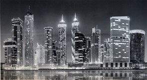 Фартук-панно ПВХ Вечерний Дубай черно-белый, 1002х602х5мм