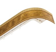 Карниз потолочный BroDecor Меандр, трехрядный, с поворотами, с блендой ПВХ, 1.6м, бронза/золото