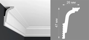 Плинтус потолочный экструзионный Экструзия Формат 06011D, 47x26x2000мм, пенополистирол, белый