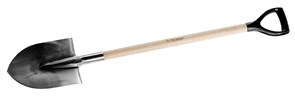 Лопата штыковая Зубр Эксперт из нержавеющей стали, 290х205х1200мм, деревянный черенок из ясеня, пластиковая рукоятка