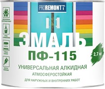 Эмаль ПФ-115 PROREMONTT, зеленая, 2.7кг, глянцевая, универсальная