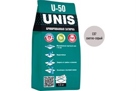 Затирка цементная UNIS U-50, для узких швов до 6мм, армированная, 1.5кг, цвет светло-серый
