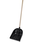 Лопата снеговая Купец, 410x460мм, черная, пластиковая, деревянный черенок