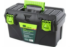 Ящик для инструмента Сибртех 90805, 430х235х250мм (18"), пластиковый, черный/зеленый