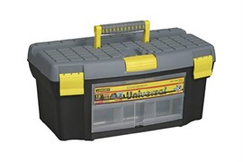 Ящик для инструмента STAYER UNIVERSAL 2-38011-18, 458х267х215мм (18"), пластиковый, черный/желтый