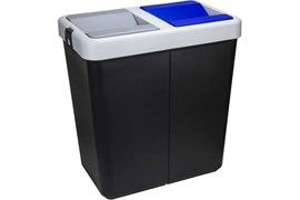 Контейнер для мусора М2484, двухсекционный, 70л, черный, пластиковый