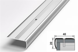 Порог держатель для пола угловой ПУ-06, 40x20ммx1.8м, алюминий 32537