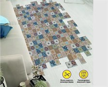Коврик-дорожка против скольжения Icarpet PRINT Плитка Азулежу, 0.6м, вырезной, рулон 15м, на метраж