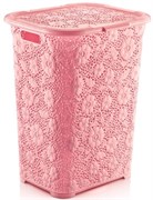 Корзина для белья Ажурная Дунья, 50л, пластиковая, розовая