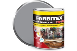 Грунтовка ГФ-021 FARBITEX, по ржавчине, серая, 0.9кг, алкидная 28874