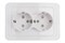 Розетка UNIVersal Валери В0128, двухместная, встраиваемая, белая, с заземлением, с защитными шторками, еврослот 15729