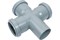 Крестовина одноплоскостная для внутренней канализации,  50/50/50, 87 градусов, полипропиленовая, серая 1324
