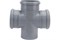Крестовина одноплоскостная для внутренней канализации, 110/110/110, 87 градусов, полипропиленовая, серая 4930