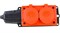 Колодка для удлинителя NE-AD 4112, двухместная, 16A, 220-240В, IP54, 3500Вт, с заземлением, с заглушкой, каучук, оранжевый 90700