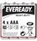 Батарейка Energizer Eveready HD R-03 ААA, солевая, мизинчиковая, упаковка 4шт 44670